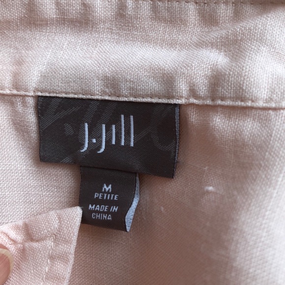 J.Jill Blush Linen Button Blouse Short Sleeves - Picture 9 of 11